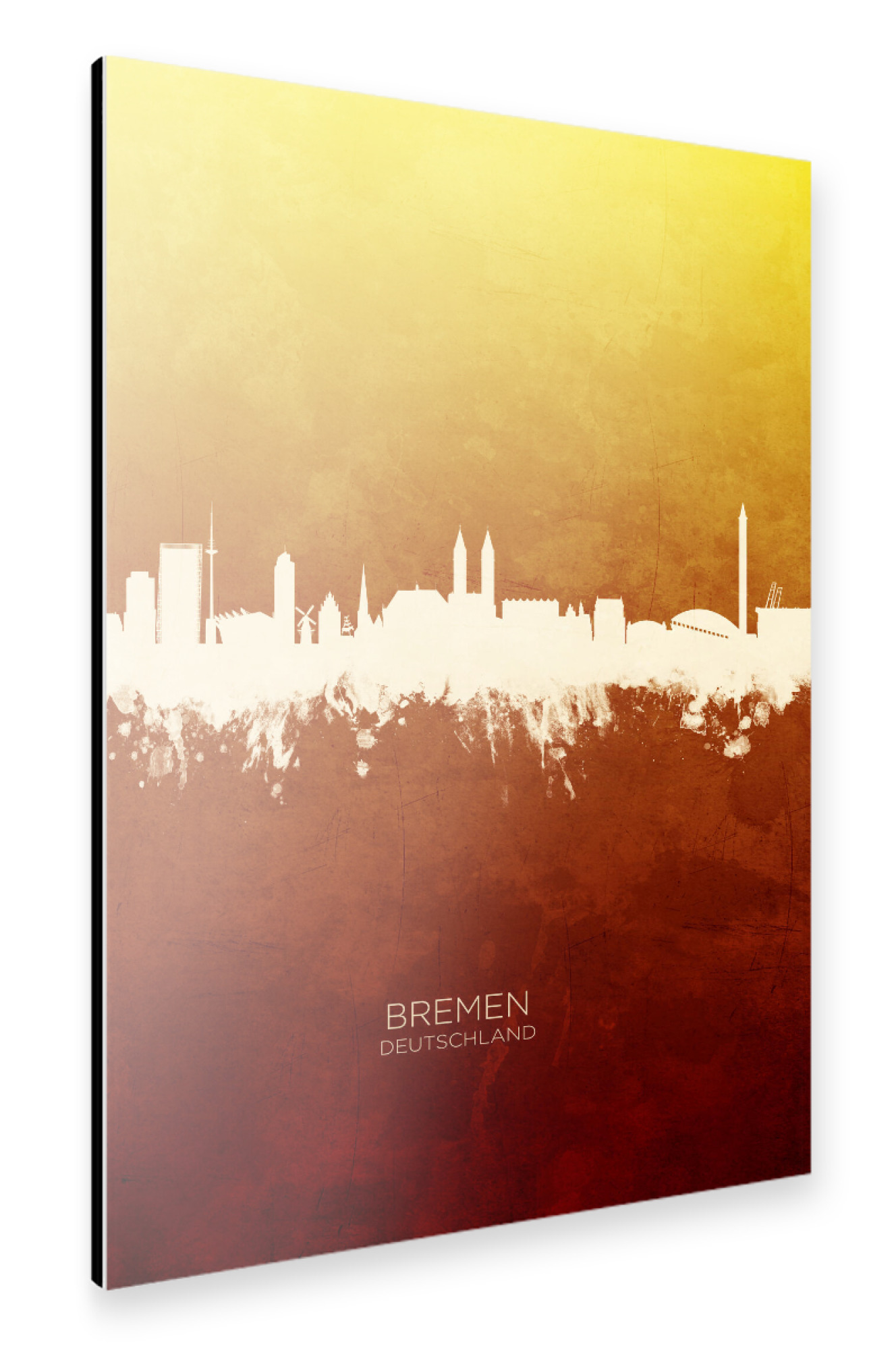 Alu-Dibond "Bremen Germany Skyline RedYellow" 30x20 cm artboxONE