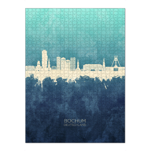 Puzzle Ravensburger "Bochum Germany Skyline NavyCyan" artboxONE - Städte
