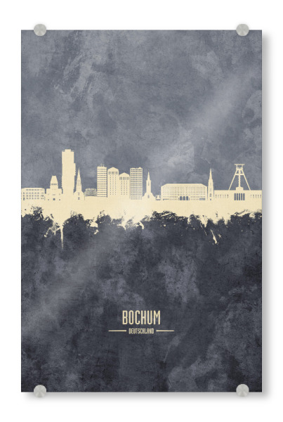 Acrylglasbild "Bochum Germany Skyline Grey" artboxONE - Städte - Bochum,Deutschland,Skyline,Cityscape,Stadtbild,Watercolor,Painting,City,Stadt,Germany
