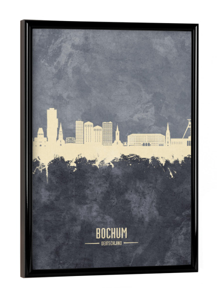 Poster mit schwarzem Rahmen "Bochum Germany Skyline Grey" artboxONE - Städte