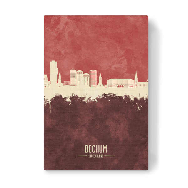 Leinwandbild "Bochum Germany Skyline Dark Red" artboxONE - Städte