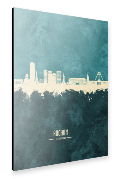 Alu-Dibond "Bochum Germany Skyline Turquoise" 30x20 cm artboxONE