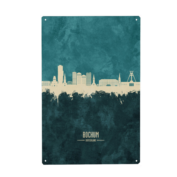 Metall Poster "Bochum Germany Skyline Turquoise" artboxONE - Städte