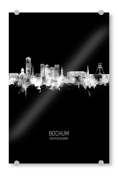Acrylglasbild "Bochum Germany Skyline Invert" artboxONE - Städte,Schwarzweiß