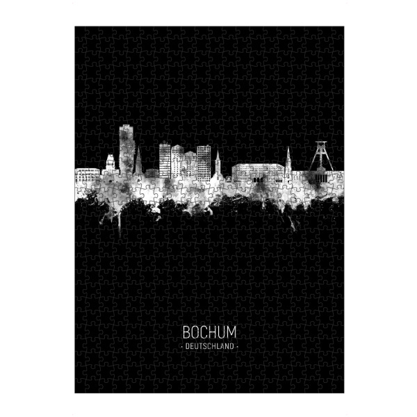 artboxONE Puzzle "Bochum Germany Skyline Invert" artboxONE - Städte,Schwarzweiß