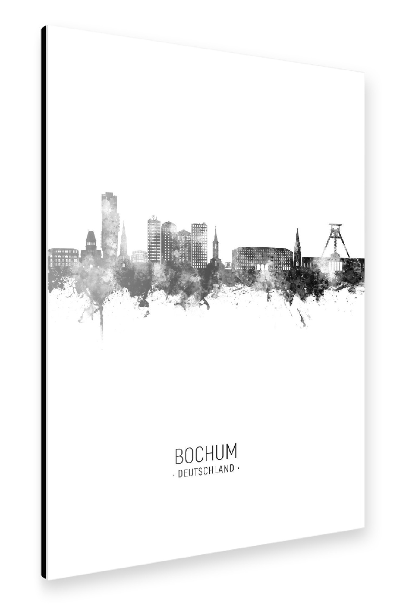 Alu-Dibond "Bochum Germany Skyline BW" 30x20 cm artboxONE