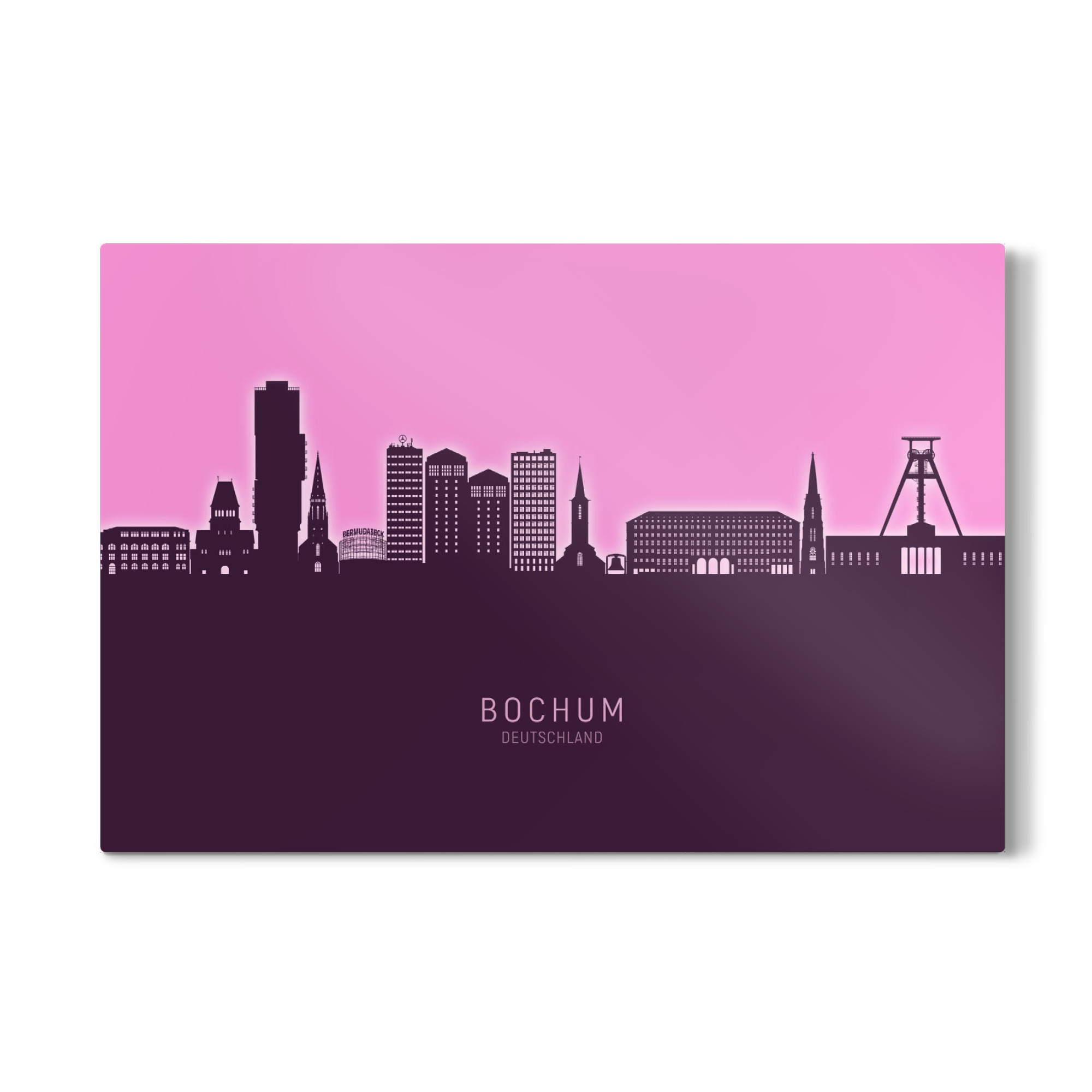 Galerie-Print "Bochum Germany Skyline Glow Pink" 75x50 cm artboxONE