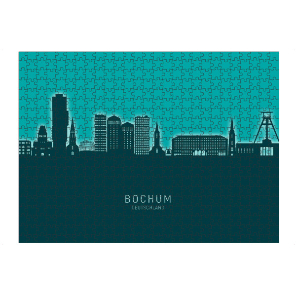 Puzzle Ravensburger "Bochum Germany Skyline Glow Teal" artboxONE - Städte