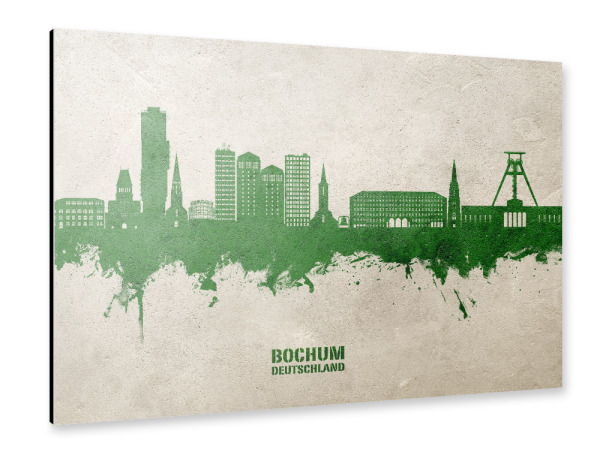 Alu-Dibond "Bochum Germany Skyline PaintGreen" 30x20 cm artboxONE