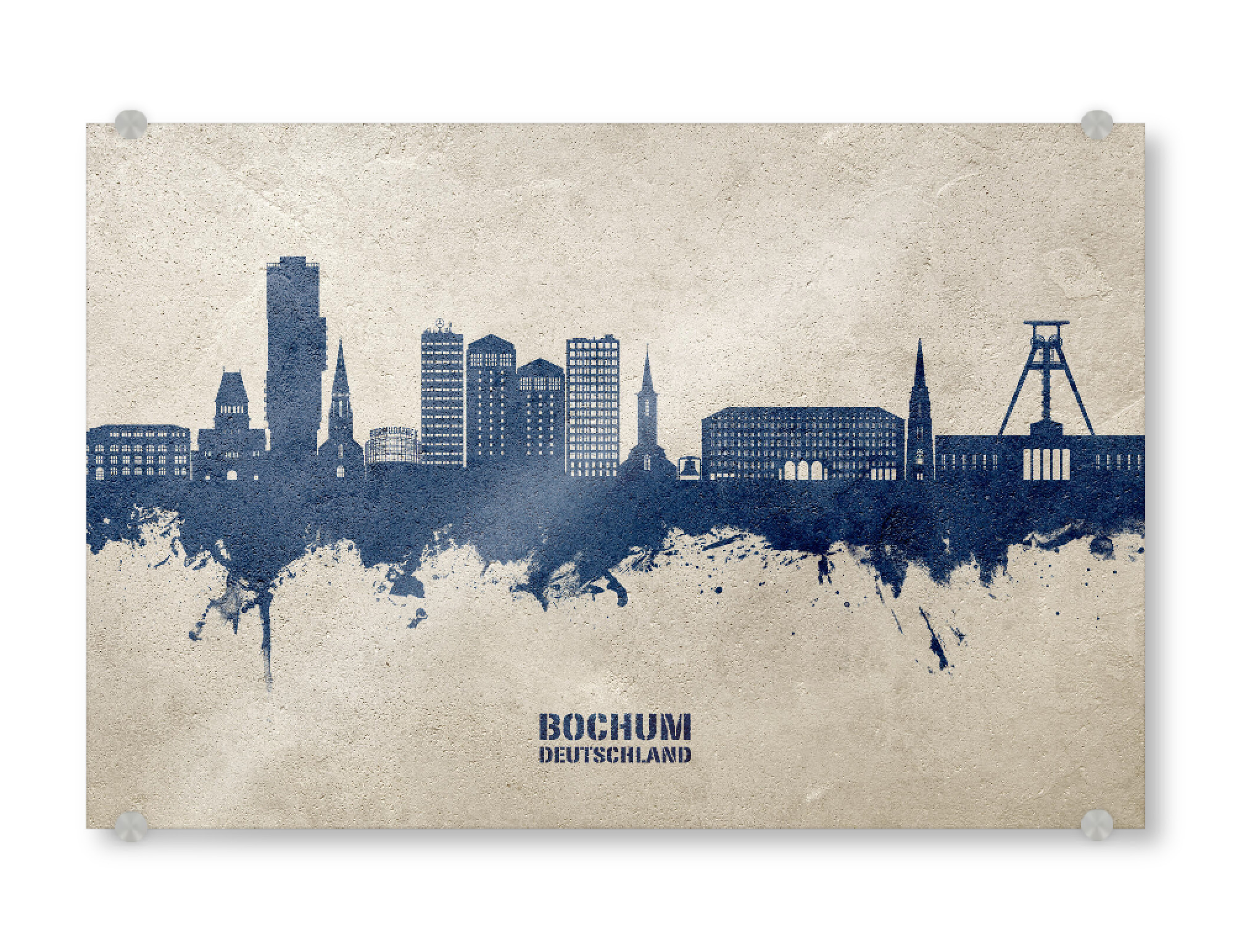 Acrylglasbild "Bochum Germany Skyline PaintBlue" artboxONE - Städte