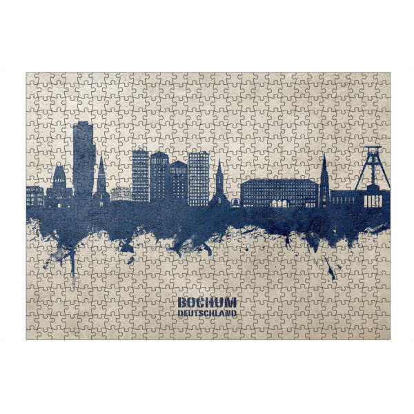 Puzzle Ravensburger "Bochum Germany Skyline PaintBlue" artboxONE - Städte