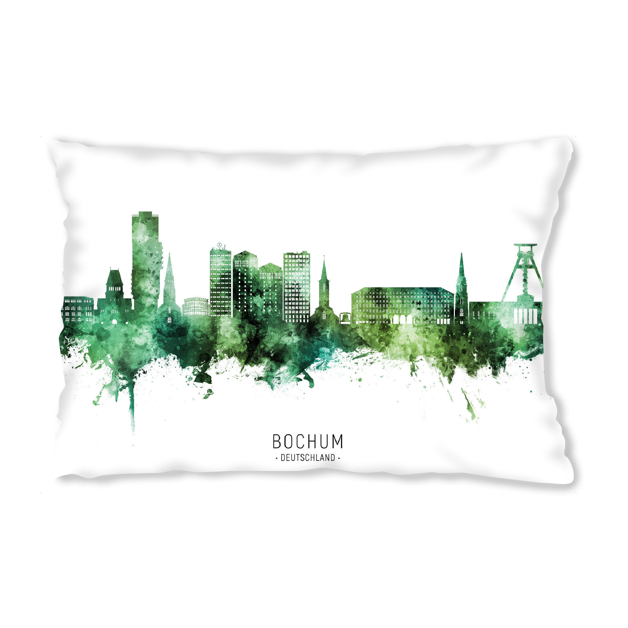 Design-Kissen "Bochum Germany Skyline Green Name" artboxONE - Städte