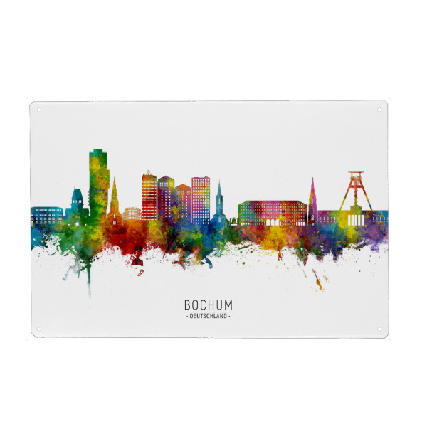 Holzbild "Bochum Germany Skyline txt" artboxONE - Städte