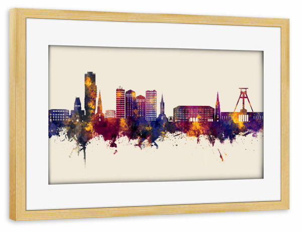 Poster mit Rahmen kiefer "Bochum Germany Skyline Autumn" artboxONE - Städte