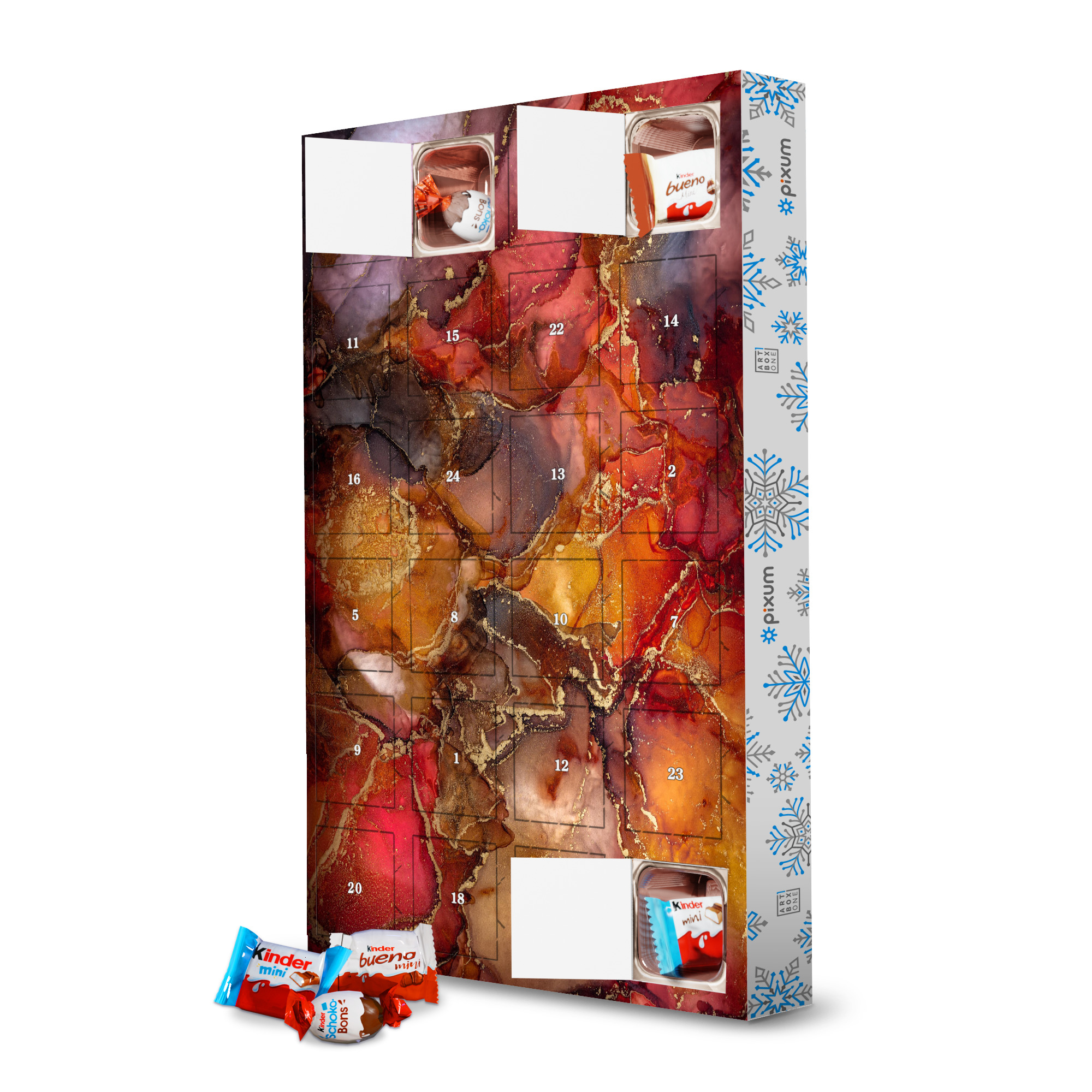 Adventskalender mit Produkten von Kinder Feuer artboxONE Adventskalender Abstrakt