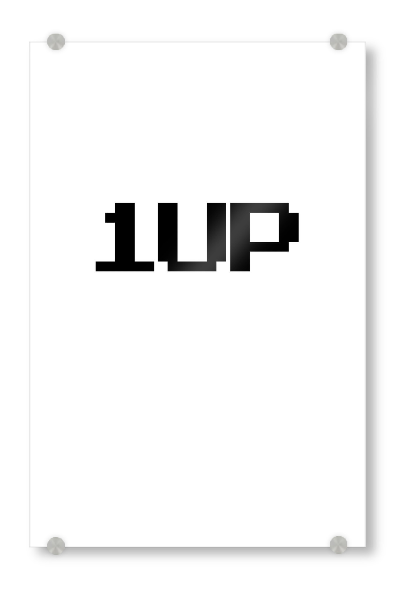 Acrylglasbild "1UP - LEVEL-ONE" artboxONE - Typografie,Film,Comic,Schwarzweiß,Lustig