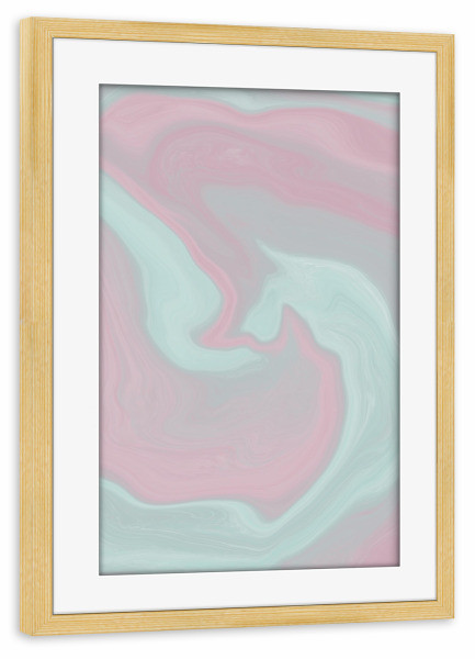 Poster mit Rahmen kiefer "Marmor marble so soft" artboxONE - Abstrakt,Marmor - Rose,Mint,Soft,Marble,Marmor,Wave,Abstract,Abstrakt