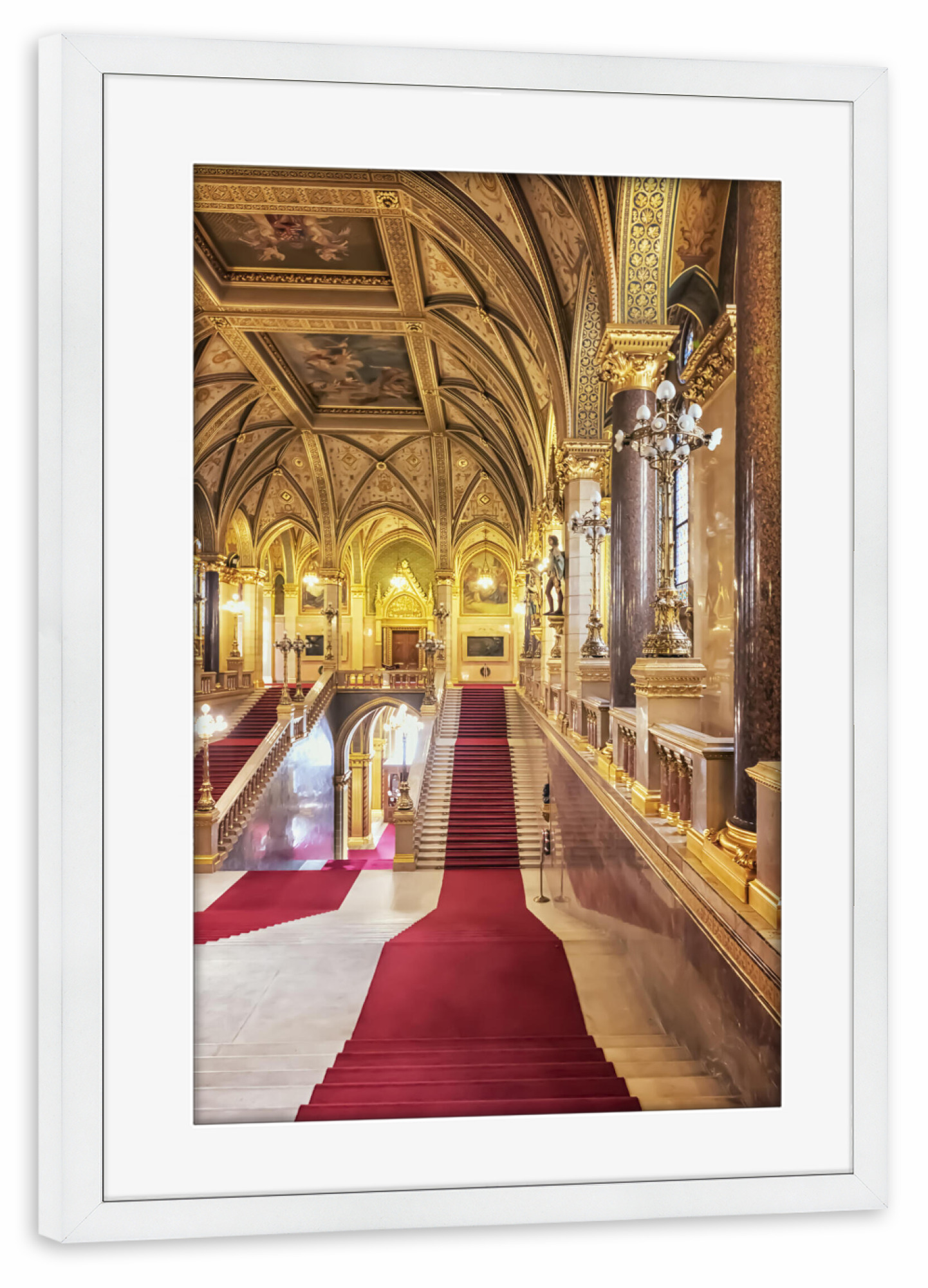 Poster mit Rahmen weiß "Hungarian Parliament Architecture" artboxONE - Städte,Reise,Architektur,Reise / Länder,Städte / Budapest