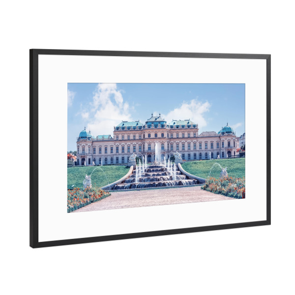 Poster mit Rahmen Schwarz (Metallic) "Belvedere Palace" artboxONE - Städte,Reise,Architektur,Reise / Länder,Städte / Wien