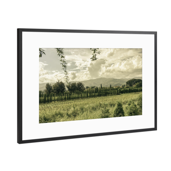 Poster mit Rahmen Schwarz (Metallic) "Toscana Fields" artboxONE - Natur,Reise