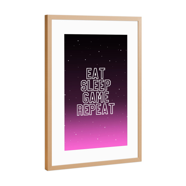 Poster mit Rahmen Kupfer "Game Repeat - Pink" artboxONE - Typografie,Fiktion,Für Papa,Männer