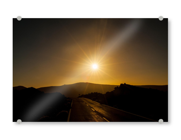 Acrylglasbild "Weg zur Sonne" artboxONE - Natur,Reise - Sonnenaufgang,Straße,Teneriffa,Spanien,Sunrise,Street,Berge,Mountains,Natur,Nature