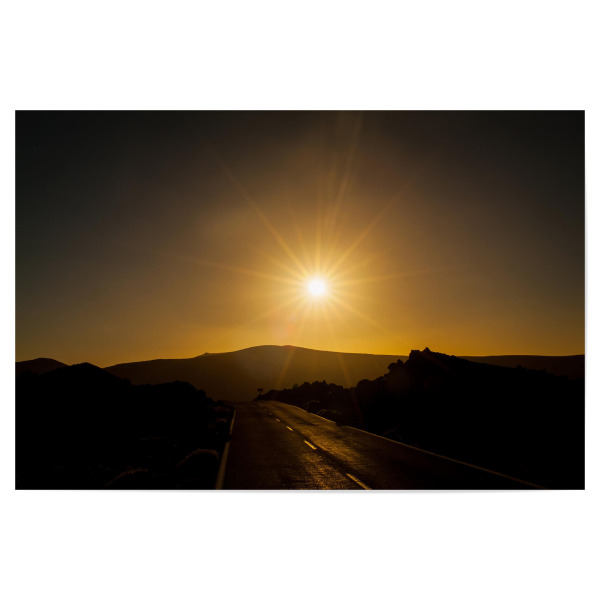 Poster 30x20 cm "Weg zur Sonne" artboxONE - Natur,Reise - Sonnenaufgang,Straße,Teneriffa,Spanien,Sunrise,Street,Berge,Mountains,Natur,Nature