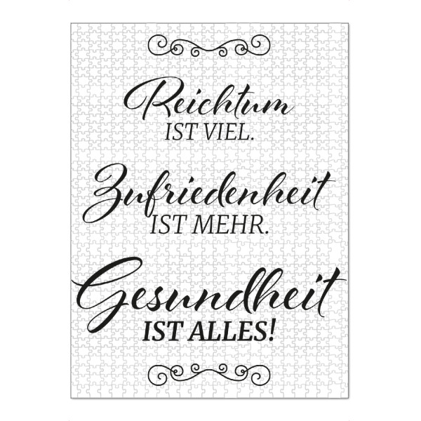 Puzzle Ravensburger "Gesundheit ist alles!" artboxONE - Typografie,Schwarzweiß - Gesundheit,Leben,Typographie,Typestoff,Typo,Typography