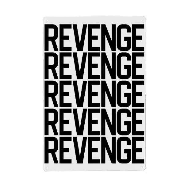 Holzbild "REVENGE" artboxONE - Typografie,Film,Schwarzweiß,Fashion