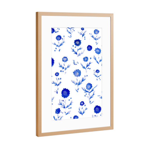 Poster mit Rahmen Kupfer "Mssanderz - Aquarell Blaue Blüten" artboxONE - Natur,Floral