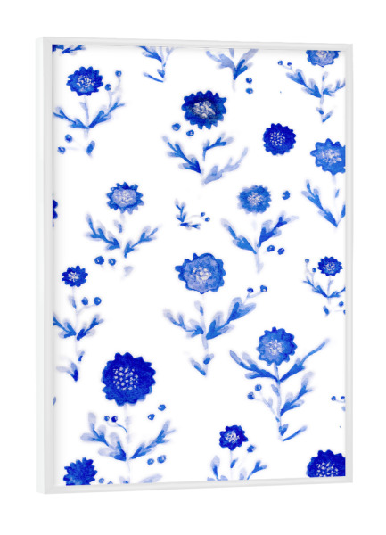 Poster mit weißem Rahmen "Mssanderz - Aquarell Blaue Blüten" artboxONE - Natur,Floral