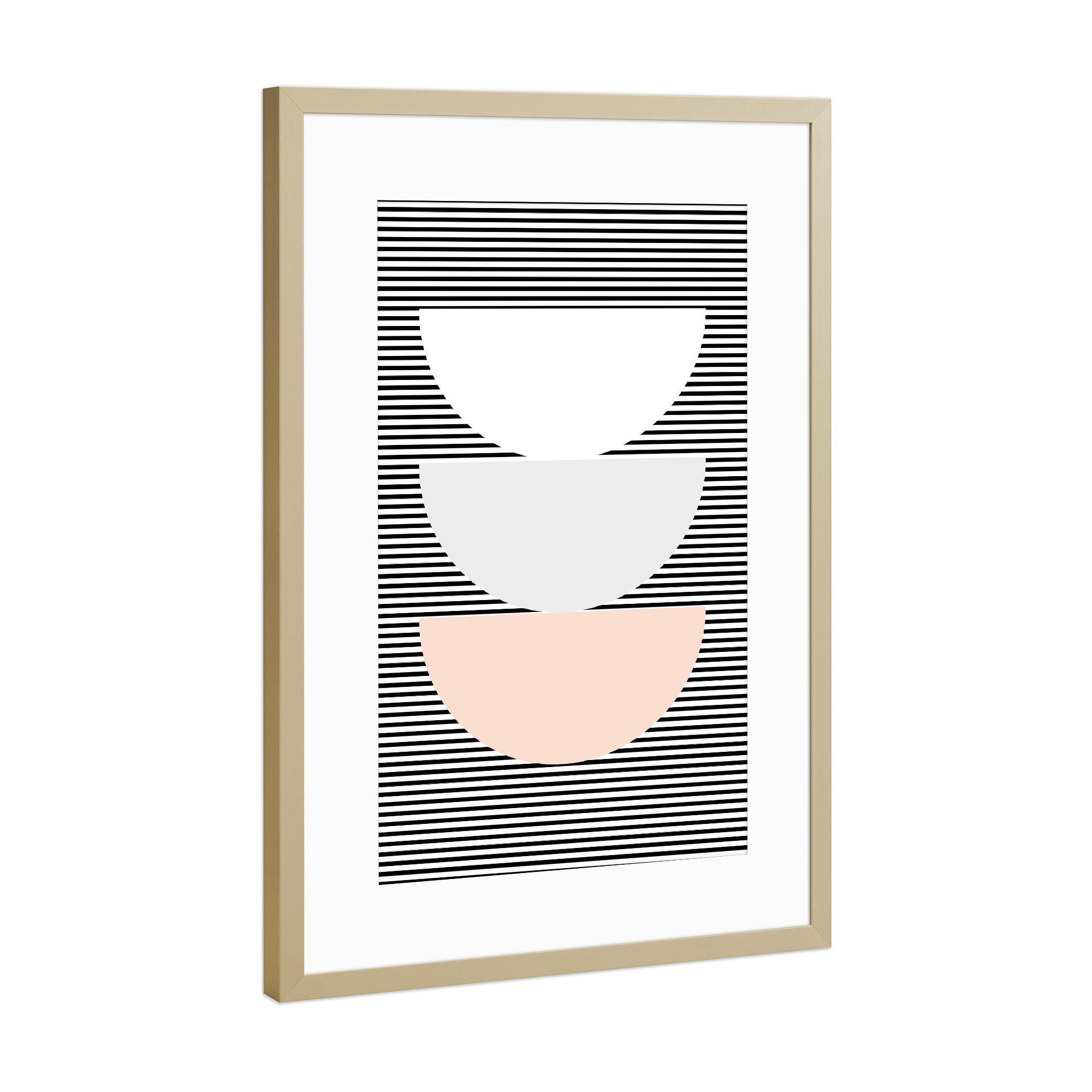 Poster mit Rahmen Gold "Mid Century Vase" artboxONE - Abstrakt,Schwarzweiß,Geometrie