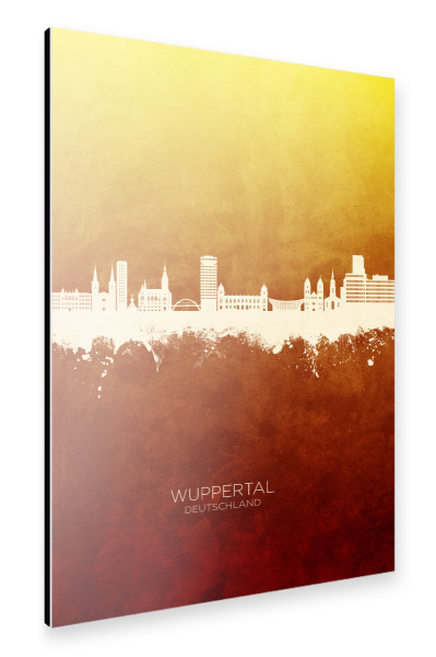 Alu-Dibond "Wuppertal Skyline RedYellow" 30x20 cm artboxONE