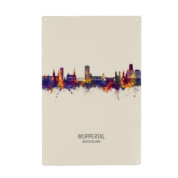 Holzbild "Wuppertal Germany Skyline Beige" artboxONE - Städte