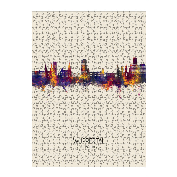 Puzzle Ravensburger "Wuppertal Germany Skyline Beige" artboxONE - Städte