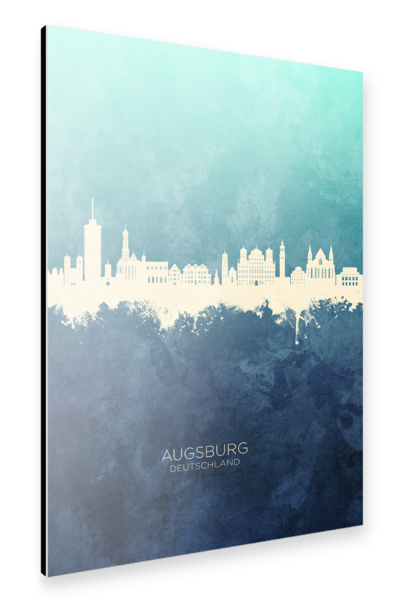 Alu-Dibond "Augsburg Germany Skyline NavyCyan" 30x20 cm artboxONE