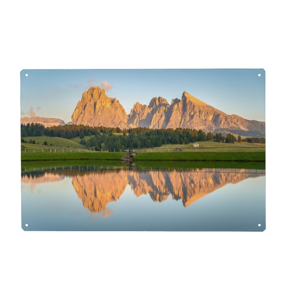 Holzbild "Alpenglühen Seiser Alm" artboxONE - Natur,Reise,Reise / Länder