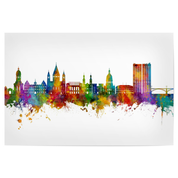 Poster 30x20 cm "Mainz Germany Skyline" artboxONE - Städte - Mainz,Deutschland,Skyline,Cityscape,Stadtbild,Watercolor,Painting,City,Stadt,Germany