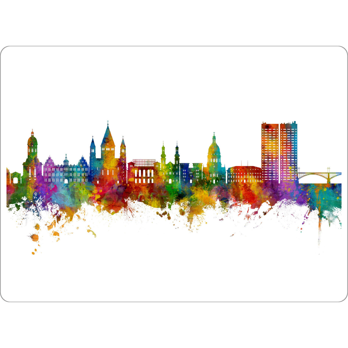 Tischset "Mainz Germany Skyline" artboxONE - Städte - Mainz,Deutschland,Skyline,Cityscape,Stadtbild,Watercolor,Painting,City,Stadt,Germany