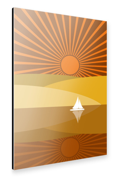 Alu-Dibond "Segelboot bei untergehender Sonne" 30x20 cm artboxONE