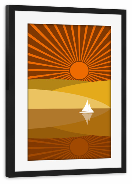 Poster mit Rahmen schwarz "Segelboot bei untergehender Sonne" artboxONE - Natur,Reise,Reise / Strand und Meer,Reise / Afrika
