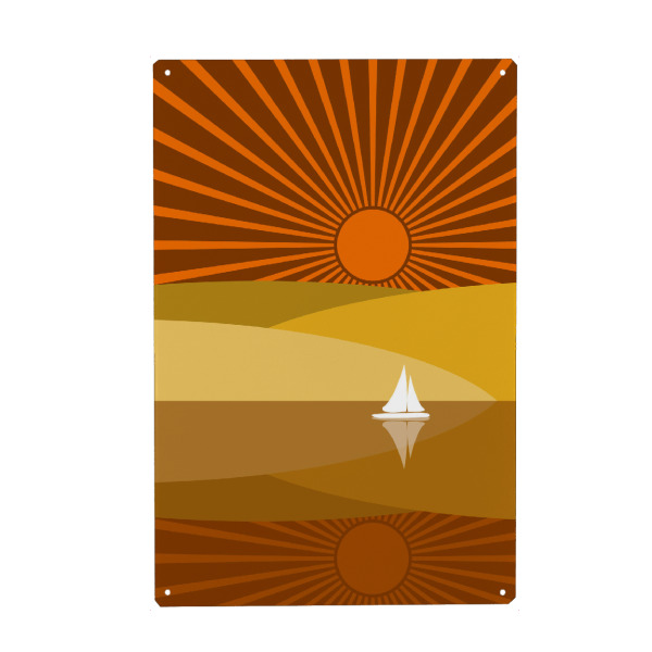 Holzbild "Segelboot bei untergehender Sonne" artboxONE - Natur,Reise,Reise / Strand und Meer,Reise / Afrika