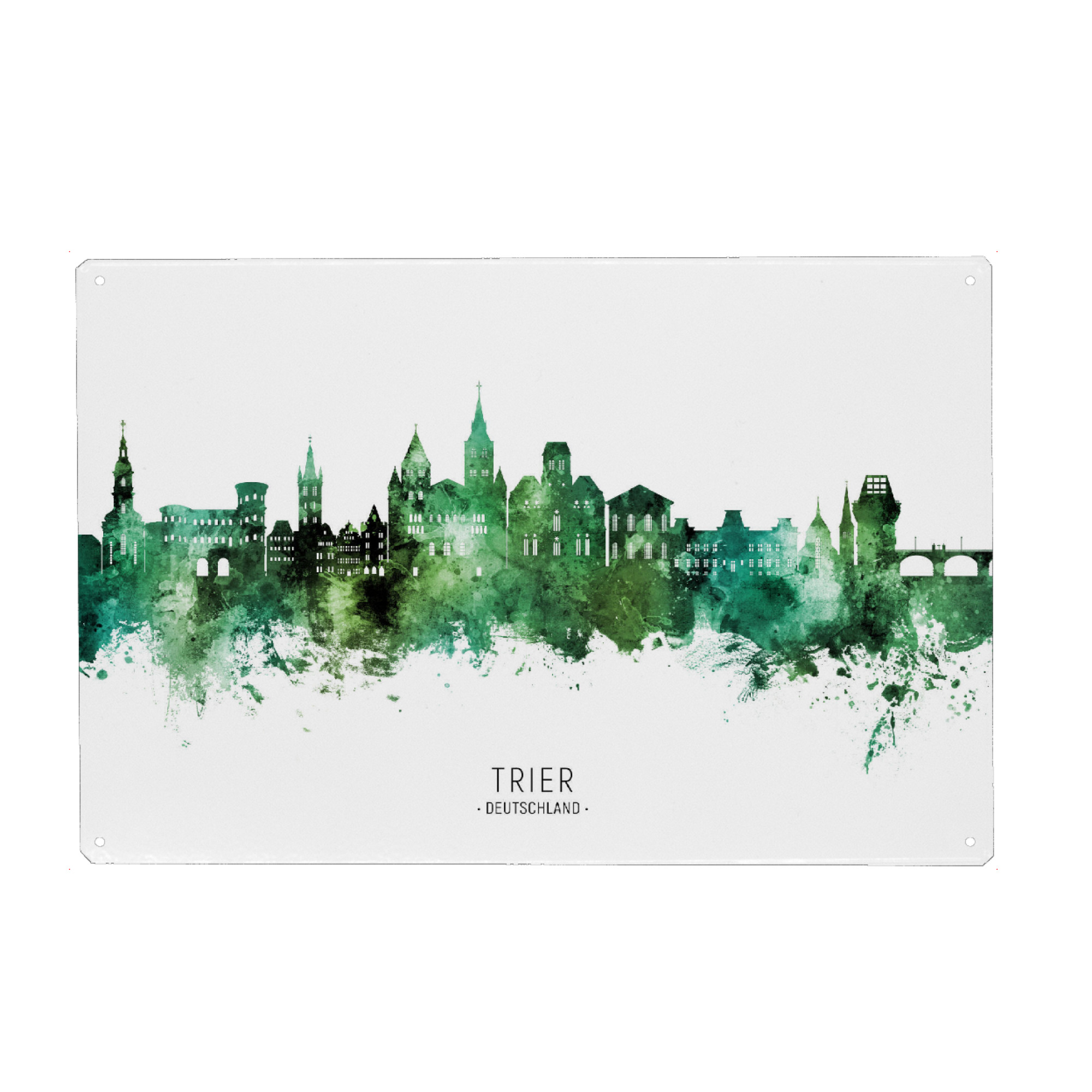 Metall Poster "Trier Germany Skyline Green Name" artboxONE - Städte