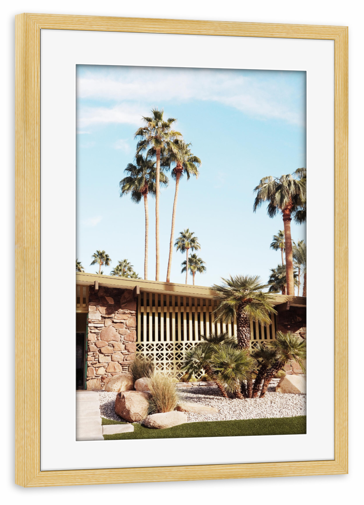 Poster mit Rahmen kiefer "Summer Day At Palm Springs" artboxONE - Natur,Reise,Architektur,Städte / Los Angeles,Für Papa