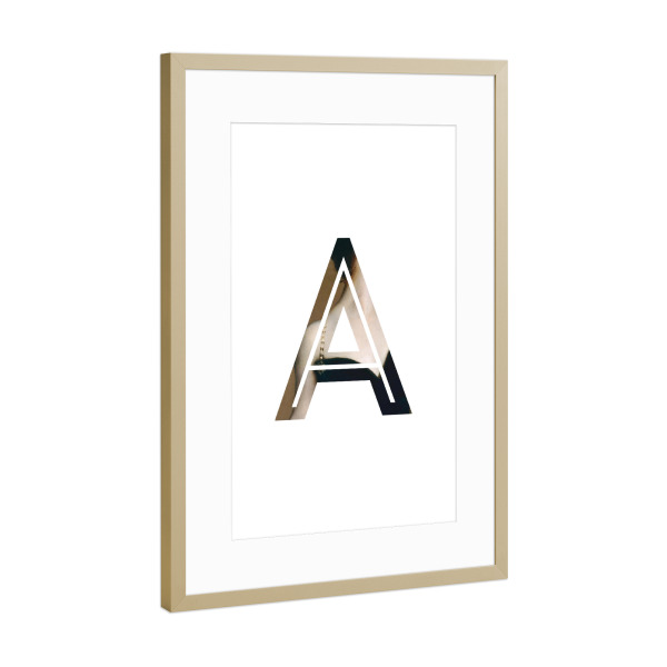 Poster mit Rahmen Gold "IMPRESS-LETTER A" artboxONE - Typografie,Fashion,Buchstaben,Buchstaben / A
