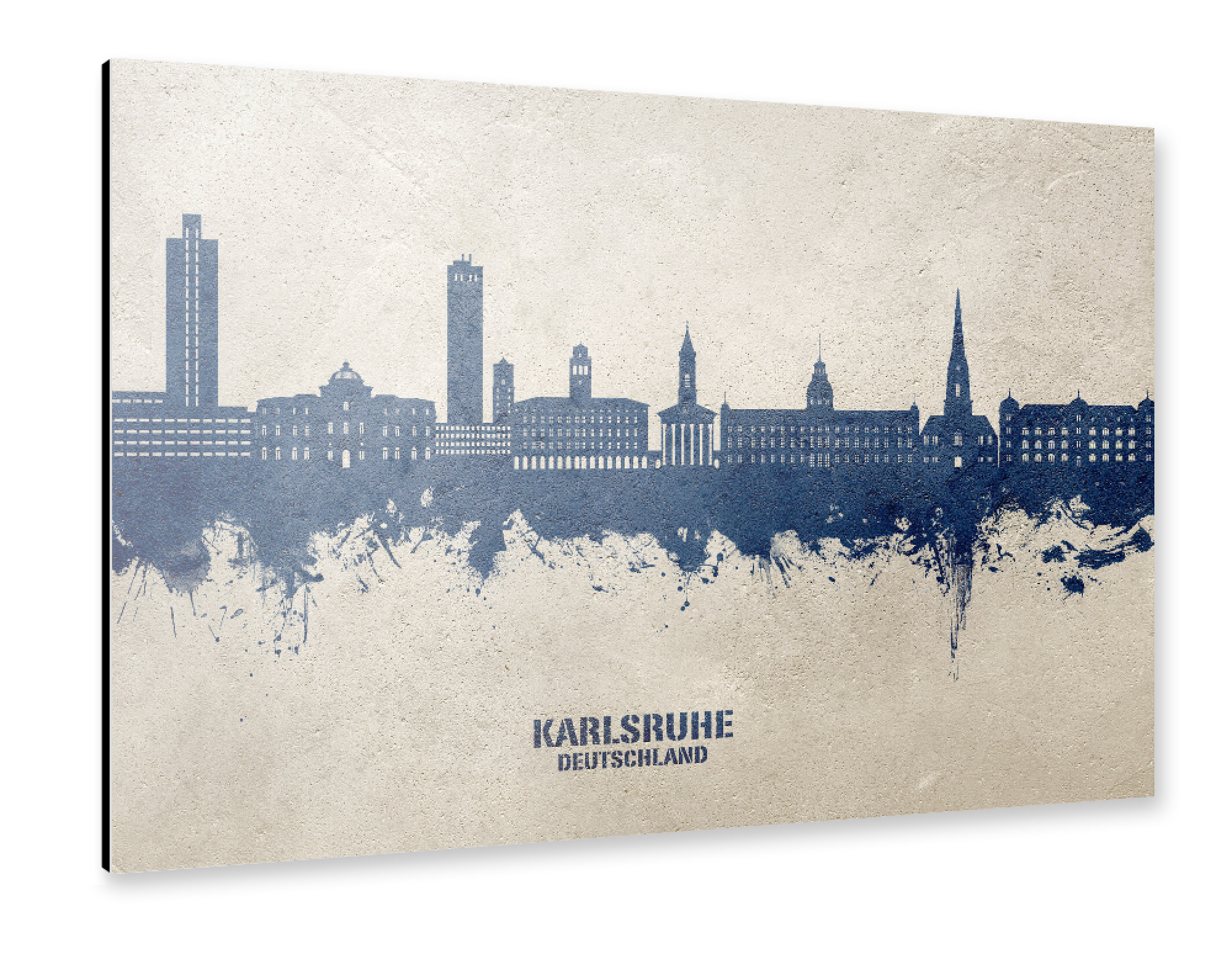 Alu-Dibond "Karlsruhe Skyline PaintBlue" 30x20 cm artboxONE