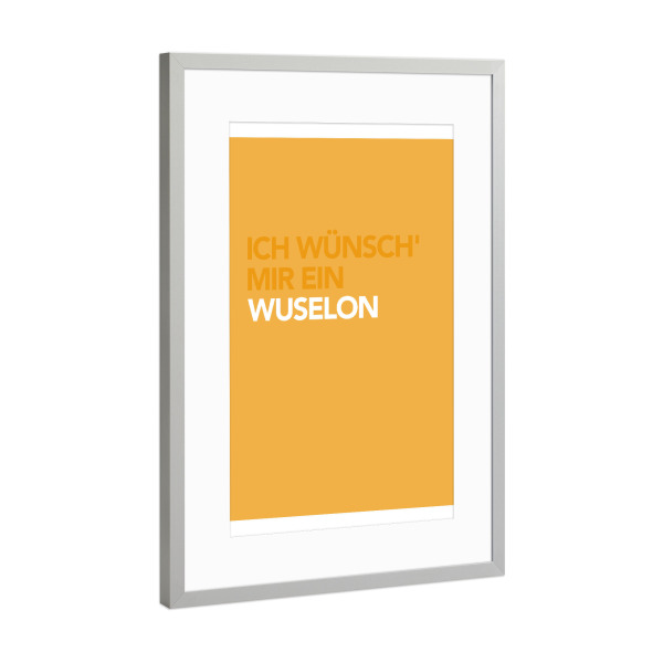Poster mit Rahmen Silber "WUSELON" artboxONE - Typografie,Für Kinder,Lustig - Kinder,Kids,Kind,Kid,Kinderzimmer,Children,Fun,Children's room,Wuselon