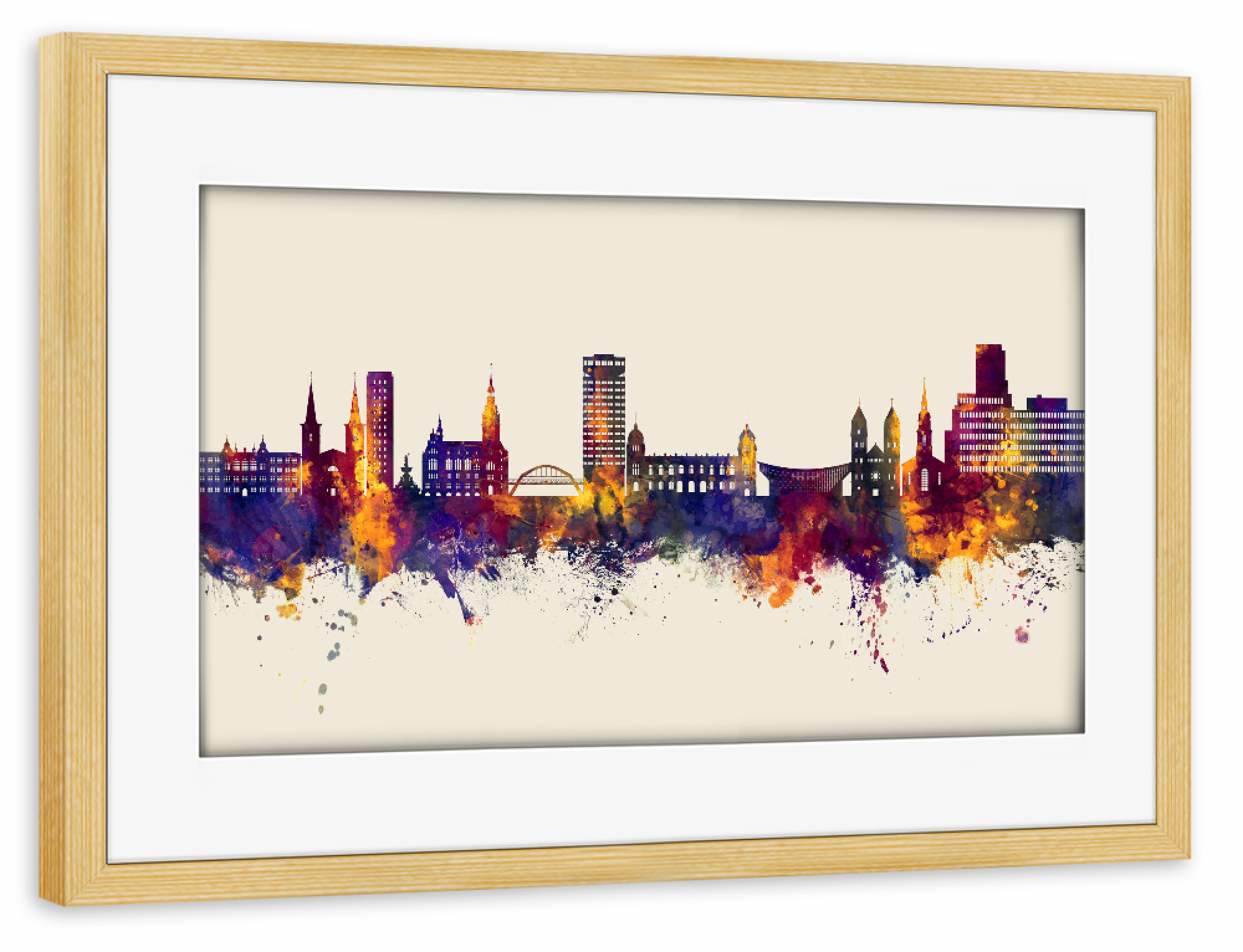 Poster mit Rahmen kiefer "Wuppertal Germany Skyline Autumn" artboxONE - Städte