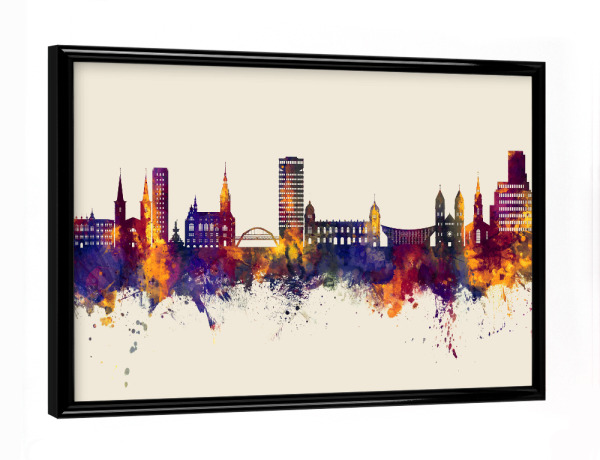 Poster mit schwarzem Rahmen "Wuppertal Germany Skyline Autumn" artboxONE - Städte
