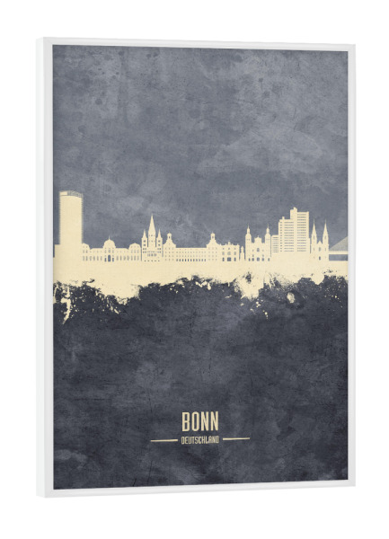 Poster mit weißem Rahmen "Bonn Germany Skyline Grey" artboxONE - Städte